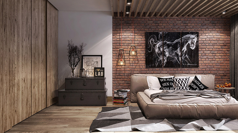 thiết kế nội thất phòng ngủ lạ lẫm với gạch xây không trát - 12 thiết kế nội thất phòng ngủ lạ lẫm với gạch xây không trát - 12