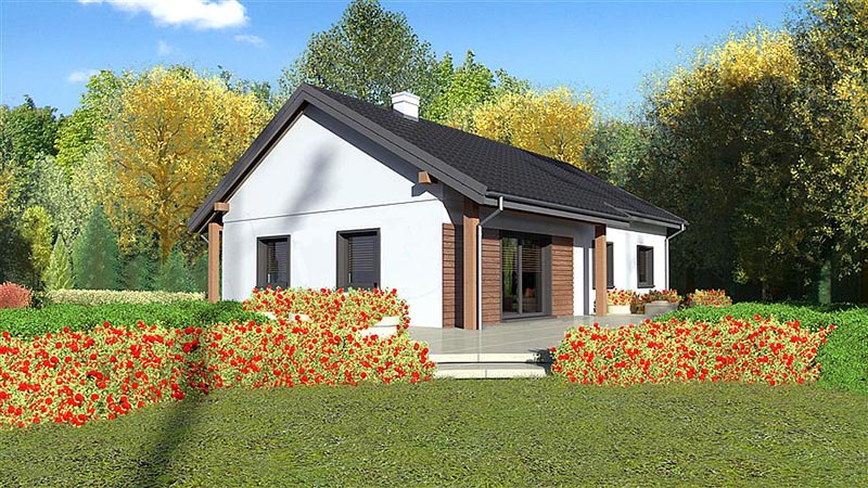 Hình ảnh góc nghiêng mẫu biệt thự vườn nông thôn 1 tầng 150m2 thiết kế biệt thự mini 1 tầng 150m2