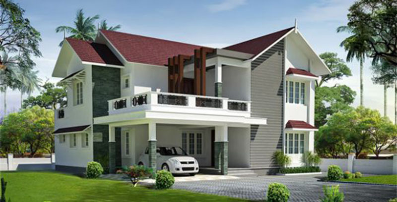 Mẫu biệt thự mini 2 tầng mái thái số 1