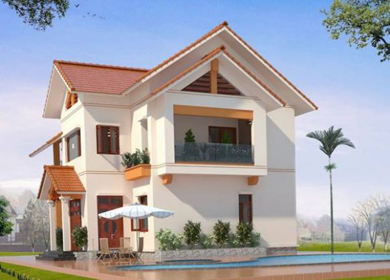 Mẫu nhà 2 tầng đẹp ở nông thôn mẫu 2