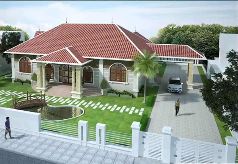 mẫu biệt thự vườn 1 tầng cổ điển đẹp
