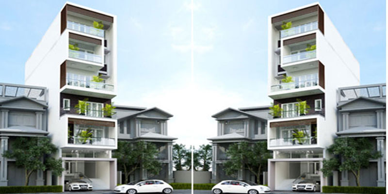 thiết kế nhà phố 6 tầng hiện đại có tầng hầm để xe mẫu nhà phố 6 tầng có tầng hầm để xe