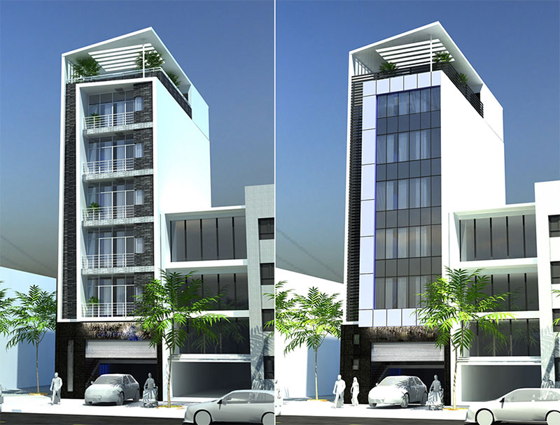nhà phố 6 tầng hiện đại Tư vấn thiết kế nhà phố 6 tầng kết hợp văn phòng làm việc