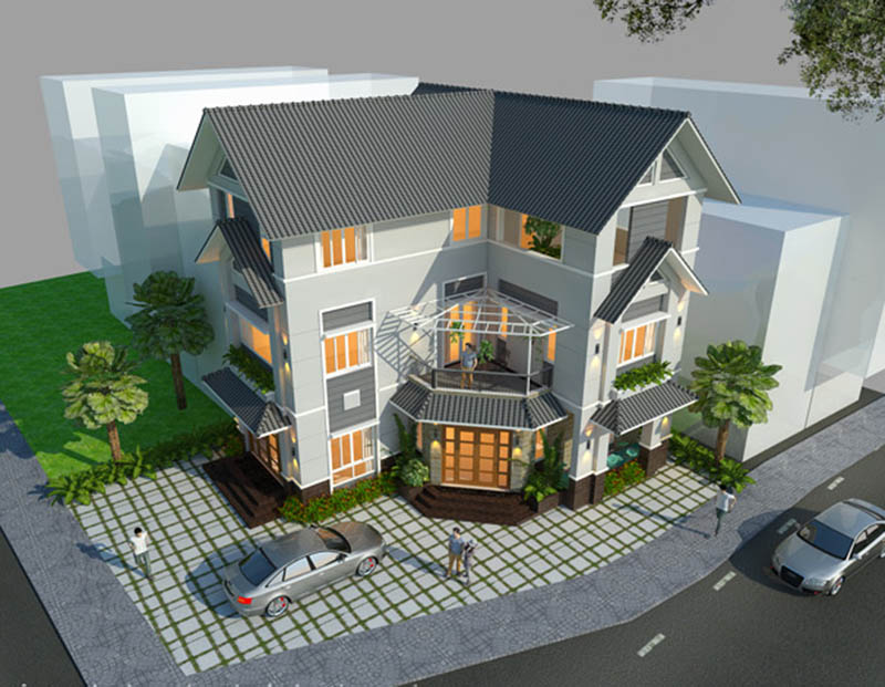 mẫu biệt thự đẹp hình chữ l nhà 2 tầng chữ l đẹp