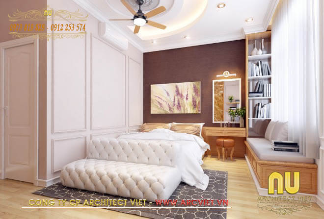 Thiết kế phòng ngủ đẹp mẫu nhà ống 2 tầng mái thái 5x20m