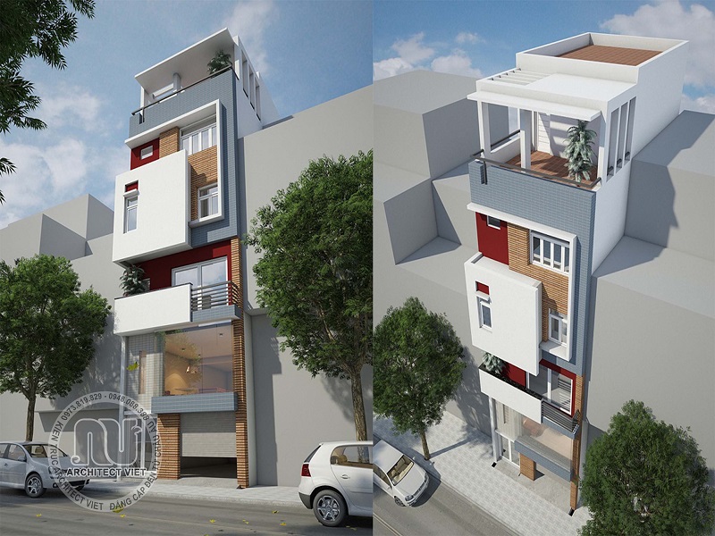 thiết kế nhà phố 5 tầng cho thuê