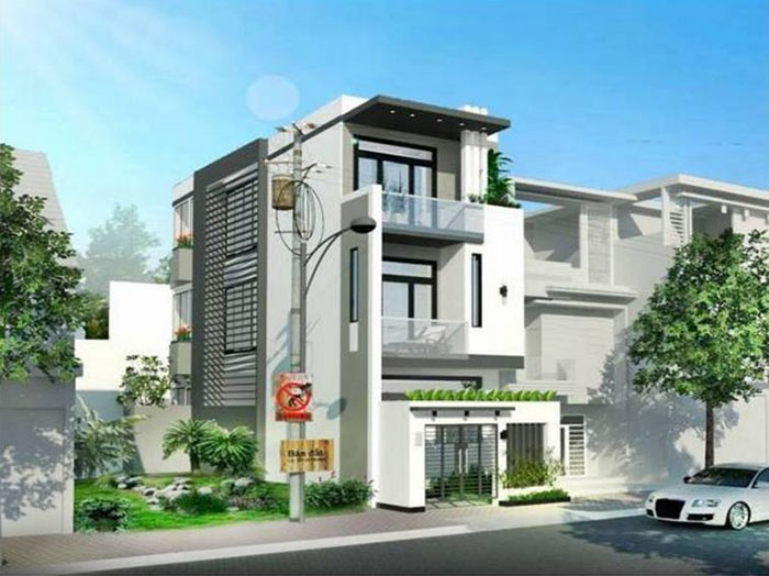 thiết kế nhà phố 8x12m 3 tầng hiện đại mặt tiền 8m đẹp 2