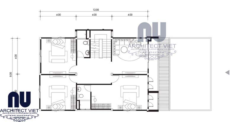 Công năng sử dụng tầng 2 trong ngôi biệt thự 8x19m biệt thự 3 tầng 8x19m hiện đại 2