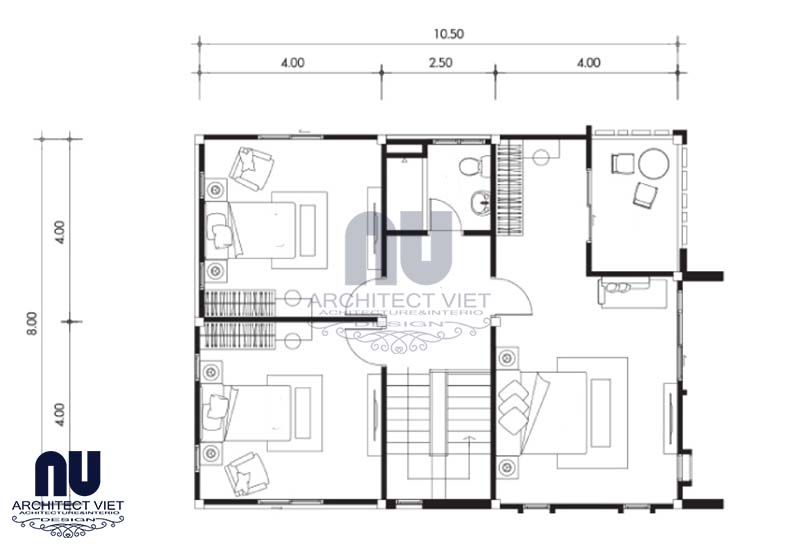 Bản vẽ tầng 3 - Không gian nghỉ ngơi trong căn biệt thự 3 tầng ngang 8m Tầng 3 - Không gian nghỉ ngơi trong căn biệt thự 3 tầng ngang 8m