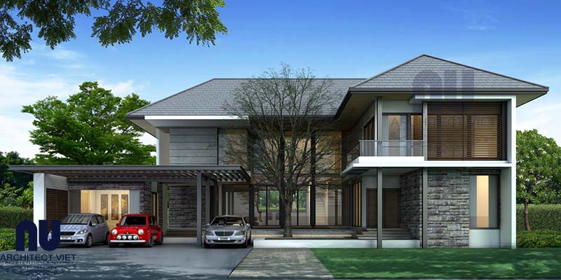 mẫu biệt thự 480m2 2 tầng hiện đại