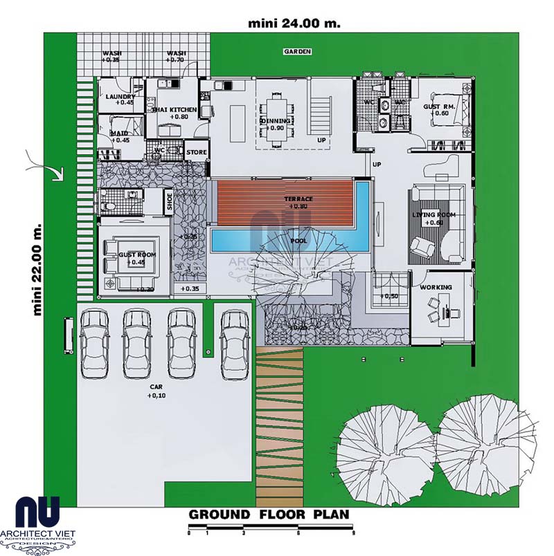 mẫu biệt thự 480m2 2 tầng hiện đại