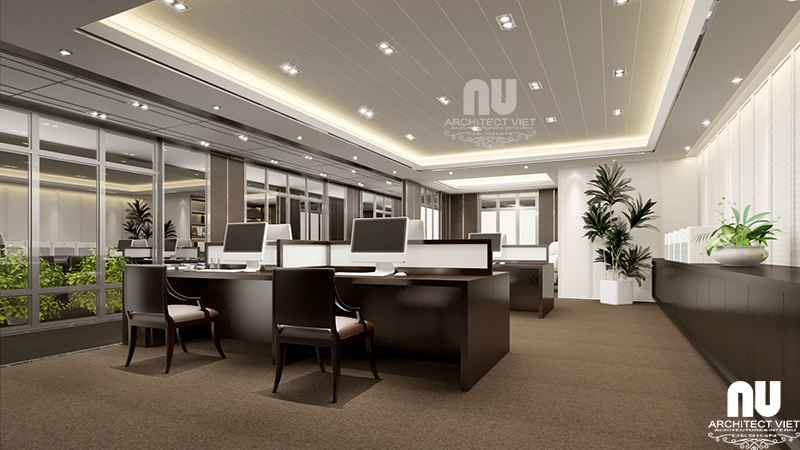 Thiết kế nội thất vp Cty Việt Âu - Phòng làm việc nhân viên