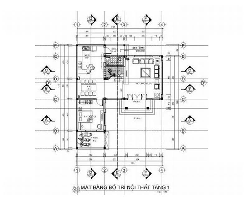 Bố trí nội thất sử dụng tầng 1 biệt thự hiện đại 3 tầng 180m2 2