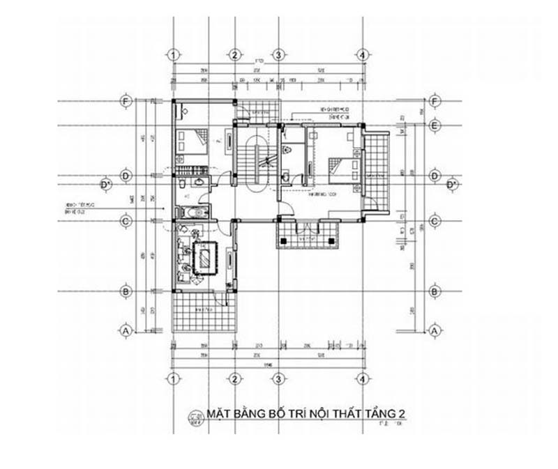 Bố trí nội thất tầng 2 biệt thự hiện đại 3 tầng 180m2 4