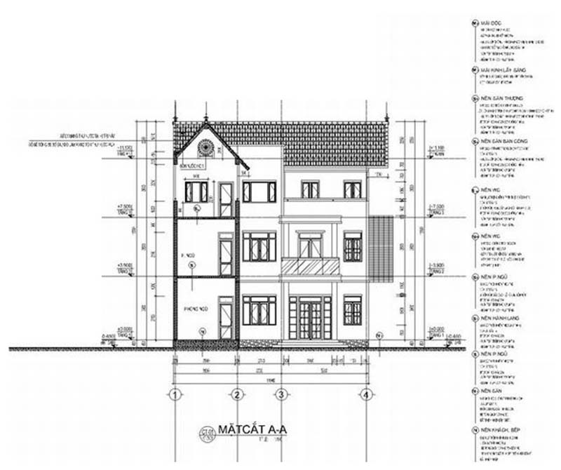 Mặt cắt ngôi biệt thự biệt thự hiện đại 3 tầng 180m2 5