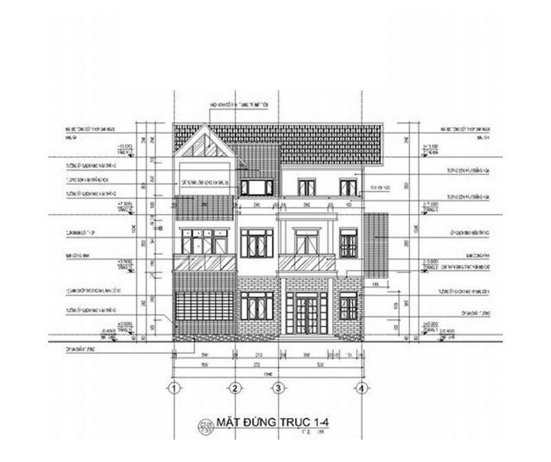 Mặt đứng ngôi biệt thự biệt thự hiện đại 3 tầng 180m2 6