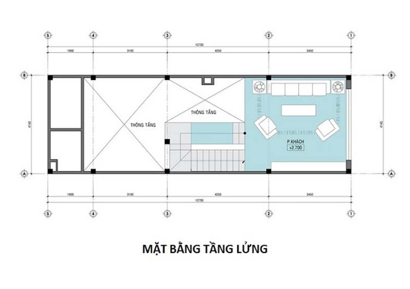 Bố trí mặt bằng công năng tầng lửng mẫu thiết kế nhà 50m2 2 phòng ngủ Thiết kế nhà 50m2 2 phòng ngủ