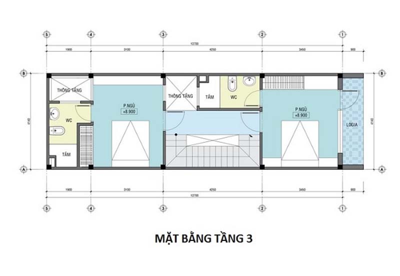 Bố trí mặt bằng công năng tầng 3 mẫu thiết kế nhà 50m2 2 phòng ngủ Thiết kế nhà 50m2 2 phòng ngủ