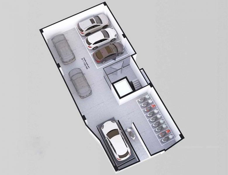 Không gian tầng 1 bố trí khoa học mặt bằng nhà 6x20m