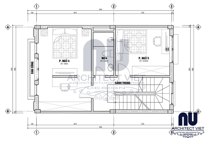 Bản vẽ cad mặt bằng tầng 4