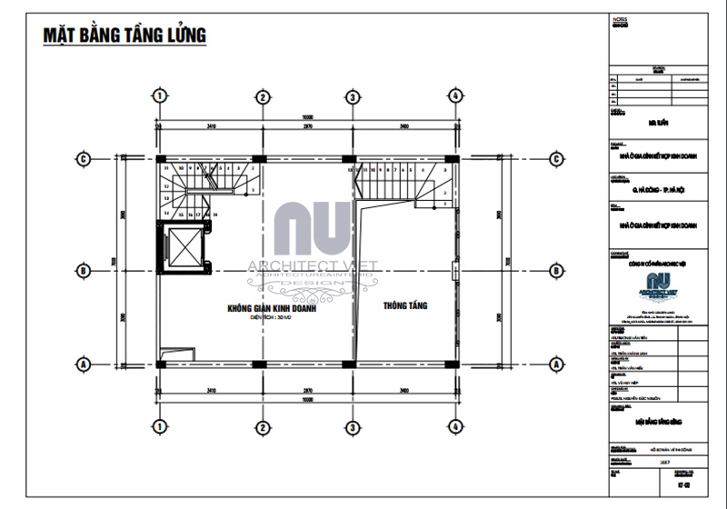 bố trí mặt bằng tầng lửng nhà phố hiện đại 7x10m nhà phố hiện đại 7x10m