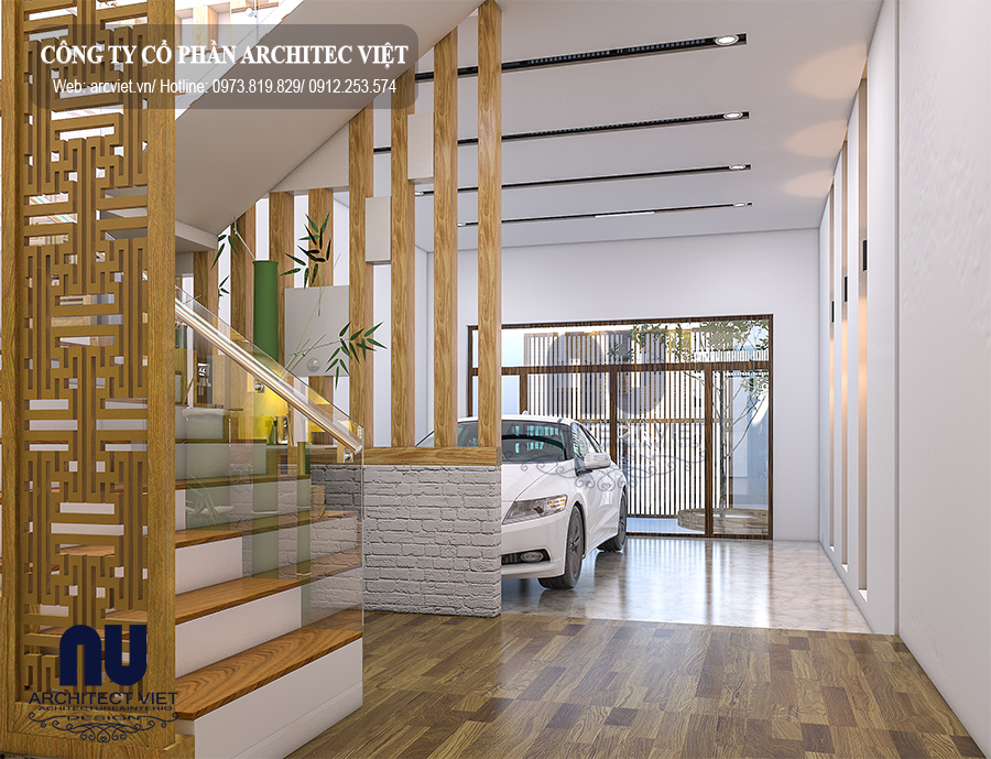cầu thang nhà phố 60m2 thiết kế cầu thang nhà phố 2 tầng 60m2