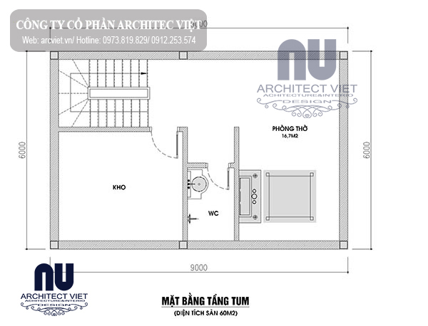 Công năng tầng tum Mặt bằng công năng tầng tumnhà phố 2 tầng 60m2