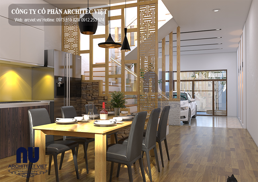 Phòng ăn của nhà phố 2 tầng 1 tum 60m2 Thiết kế phòng ăn của nhà phố 2 tầng