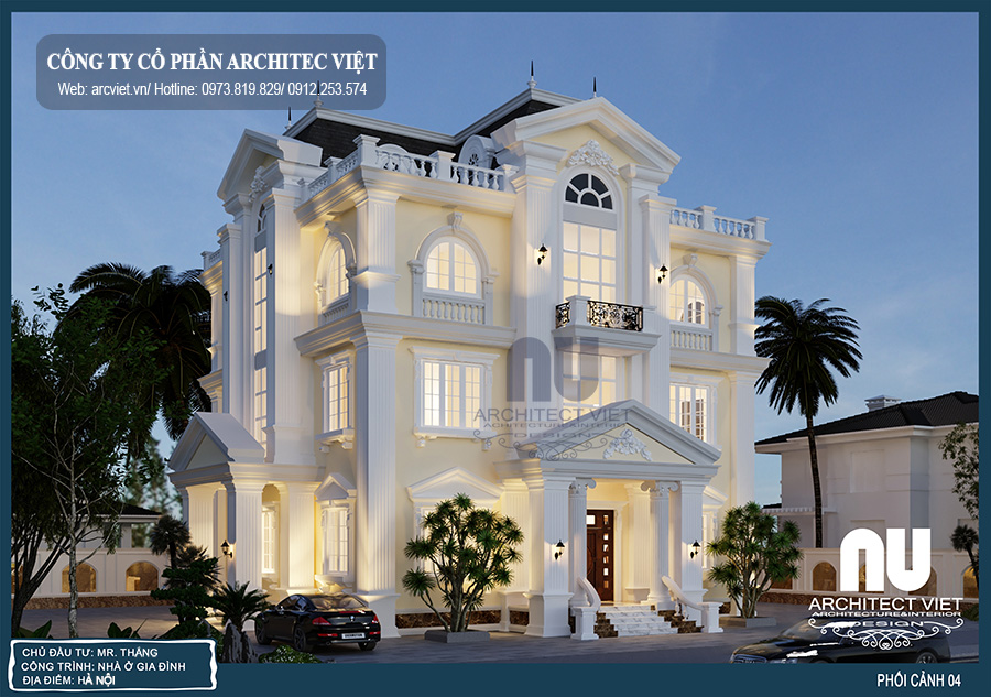 hình ảnh biệt thự 3 tầng tân cổ điển 190m2 mẫu biệt thự 3 tầng tân cổ điển 190m2
