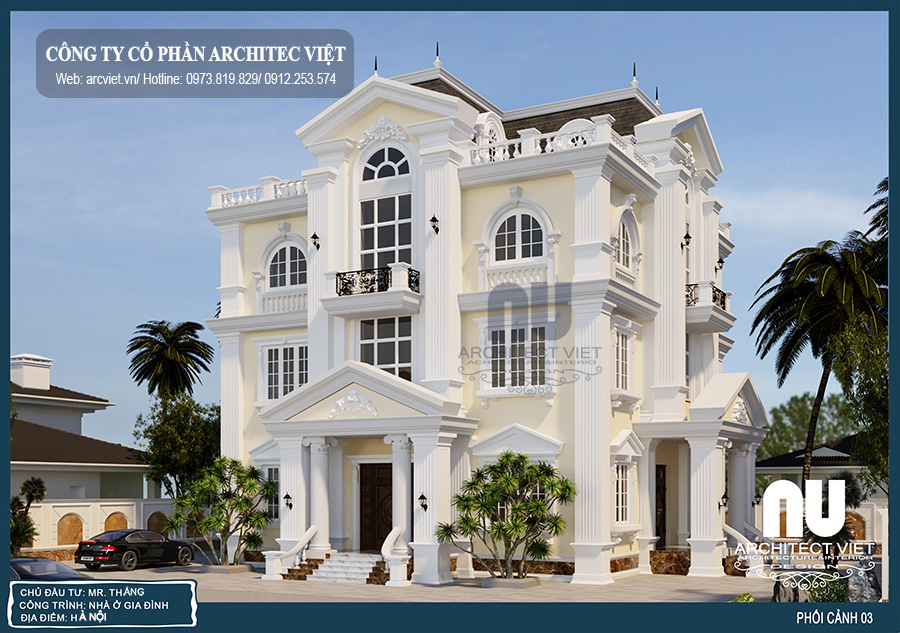 thiết kế biệt thự 3 tầng tân cổ điển 190m2 sang trọng thiết kế biệt thự 3 tầng tân cổ điển 190m2