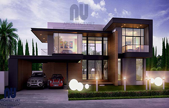 phối cảnh biệt thự 2 tầng hiện đại diện tích 330m2 bản vẽ biệt thự hiện đại 2 tầng 330m2