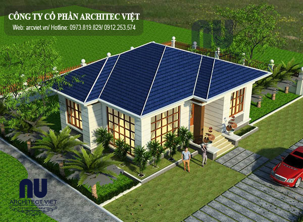 Thiết kế biệt thự 1 tầng phong cách châu Âu 120m2 theo yêu cầu của gia chủ thiết kế biệt thự 1 tầng phong cách châu Âu 120m2