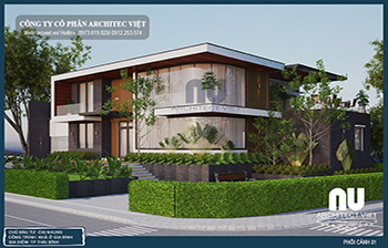 hình ảnh phối cảnh biệt thự 2 tầng hiện đại 300m2 tại thái bình mặt tiền biệt thự hiện đại 2 tầng 300m2