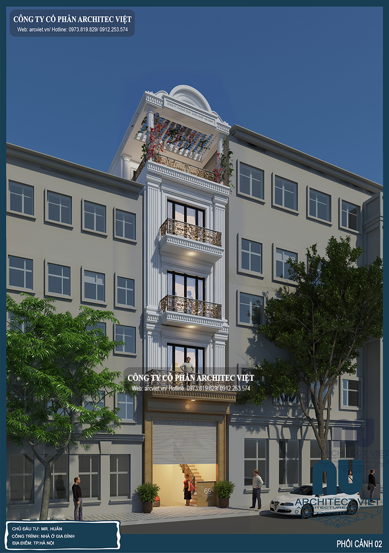 Mẫu nhà ống tân cổ điển 4 tầng 40m2 Mẫu nhà ống tân cổ điển 4 tầng 40m2