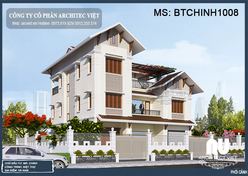 ngoại thất độc đáo trong biệt thự 3 tầng mái thái 460m2 biệt thự 3 tầng mái thái 460m2 với ngoại thất sang trọng
