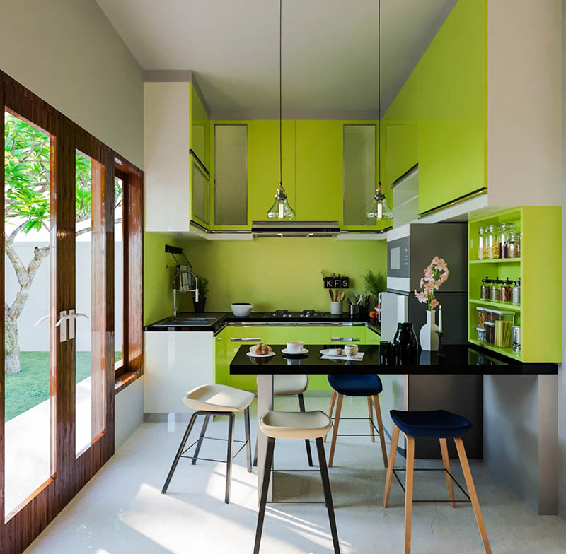 phòng bếp màu xanh lá cây đẹp