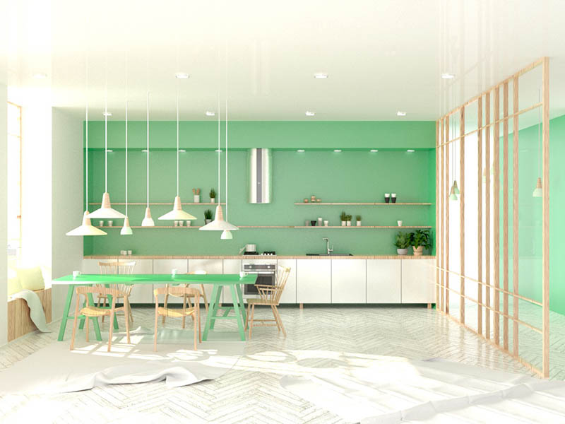 lựa chọn phòng bếp màu xanh lá cây đẹp