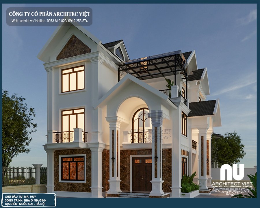 thiết kế biệt thự 3 tầng với ngoại thất đẹp thiết kế biệt thự đẹp 3 tầng mái thái 160m2 đẹp