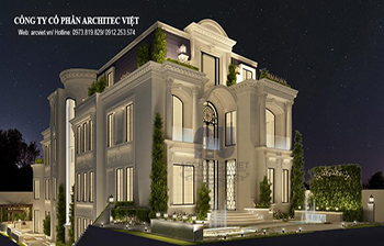 ngoại cảnh biệt thự tân cổ điển của gia đình chú Trọng thiết kế biệt thự 3 tầng tân cổ điển đẹp 310m2