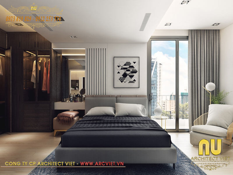Phòng ngủ đẹp nhà phố 2 tầng 2 mặt tiền 80m2