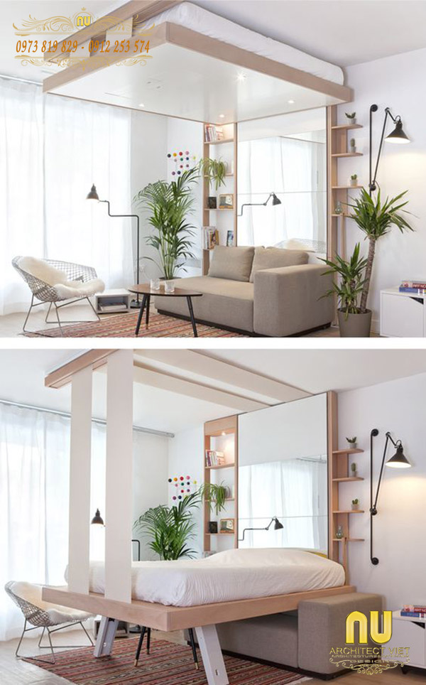 Giường ngủ đa năng sáng tạo Thiết kế giường ngủ đa năng tại phòng khách