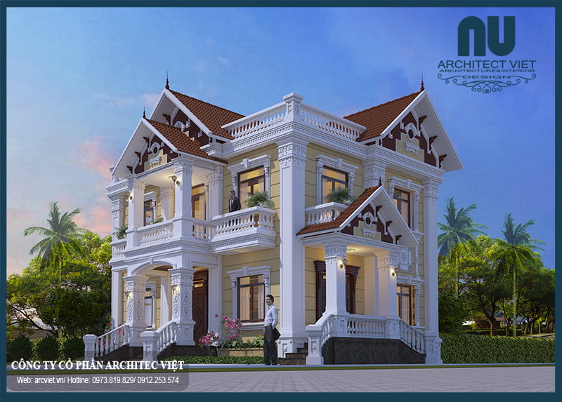 Thiet ke biet thu 2 tang tan co