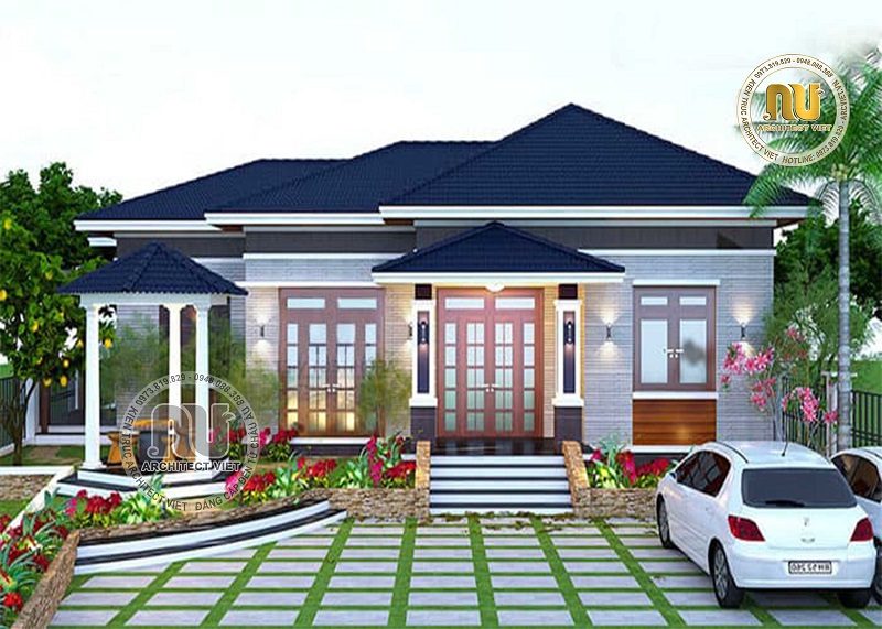 Mẫu thiết kế biệt thự 1 tầng 5 phòng ngủ Biệt thự 1 tầng 5 phòng ngủ