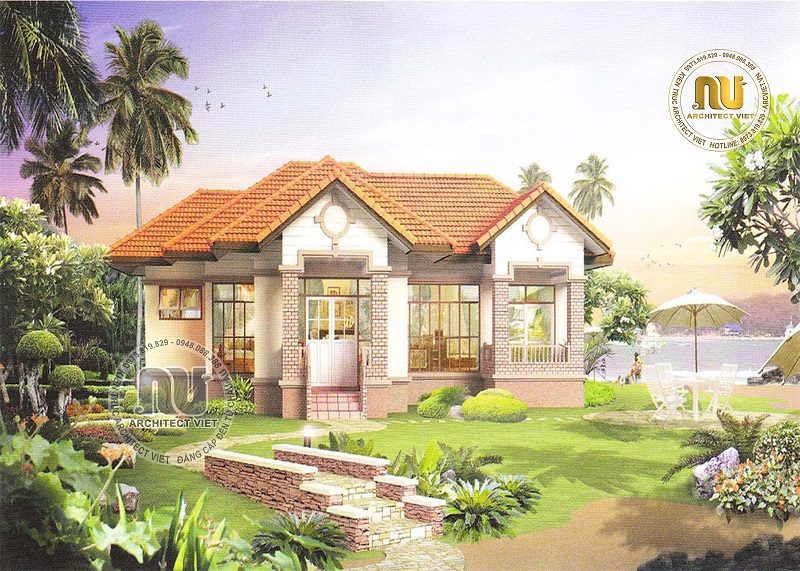 Mẫu thiết kế biệt thự 1 tầng 5 phòng ngủ Biệt thự 1 tầng 5 phòng ngủ