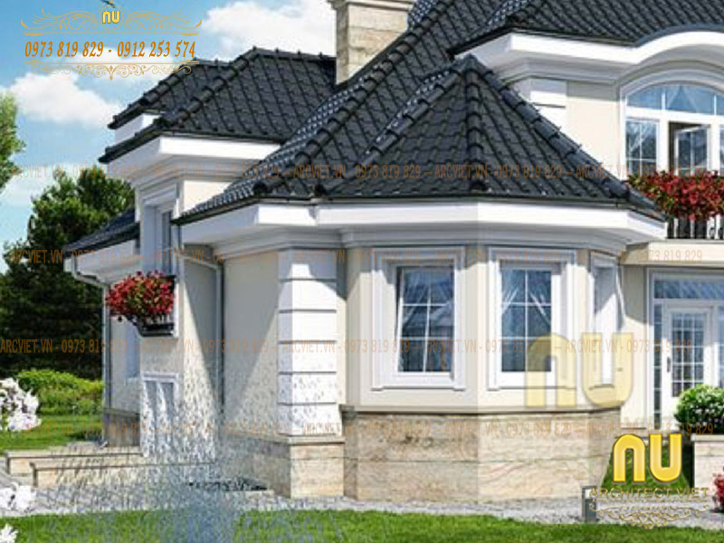 thiết kế biệt thự 1 tầng gác lửng 110m2