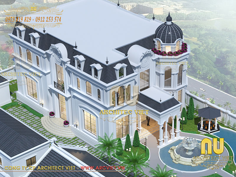 thiết kế biệt thự 3 tầng mái thái