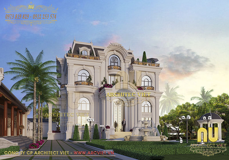thiết kế biệt thự 5 tầng 200m2 tân cổ điển