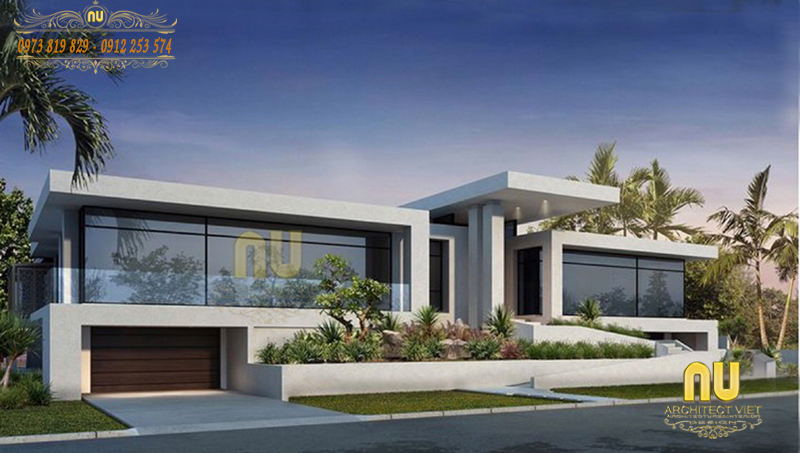 thiết kế biệt thự hiện đại 2 tầng 180m2