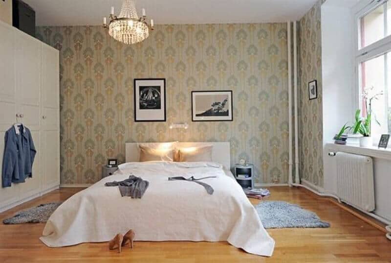 trang trí phòng ngủ dễ thương với giấy dán tường