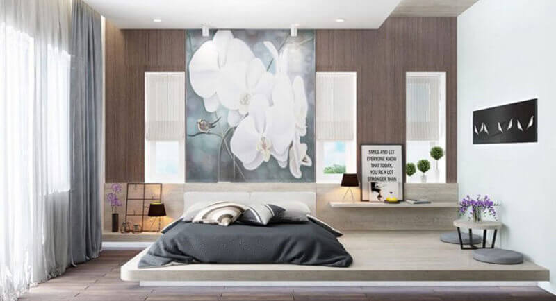 trang trí phòng ngủ đẹp rẻ bằng tranh treo tường